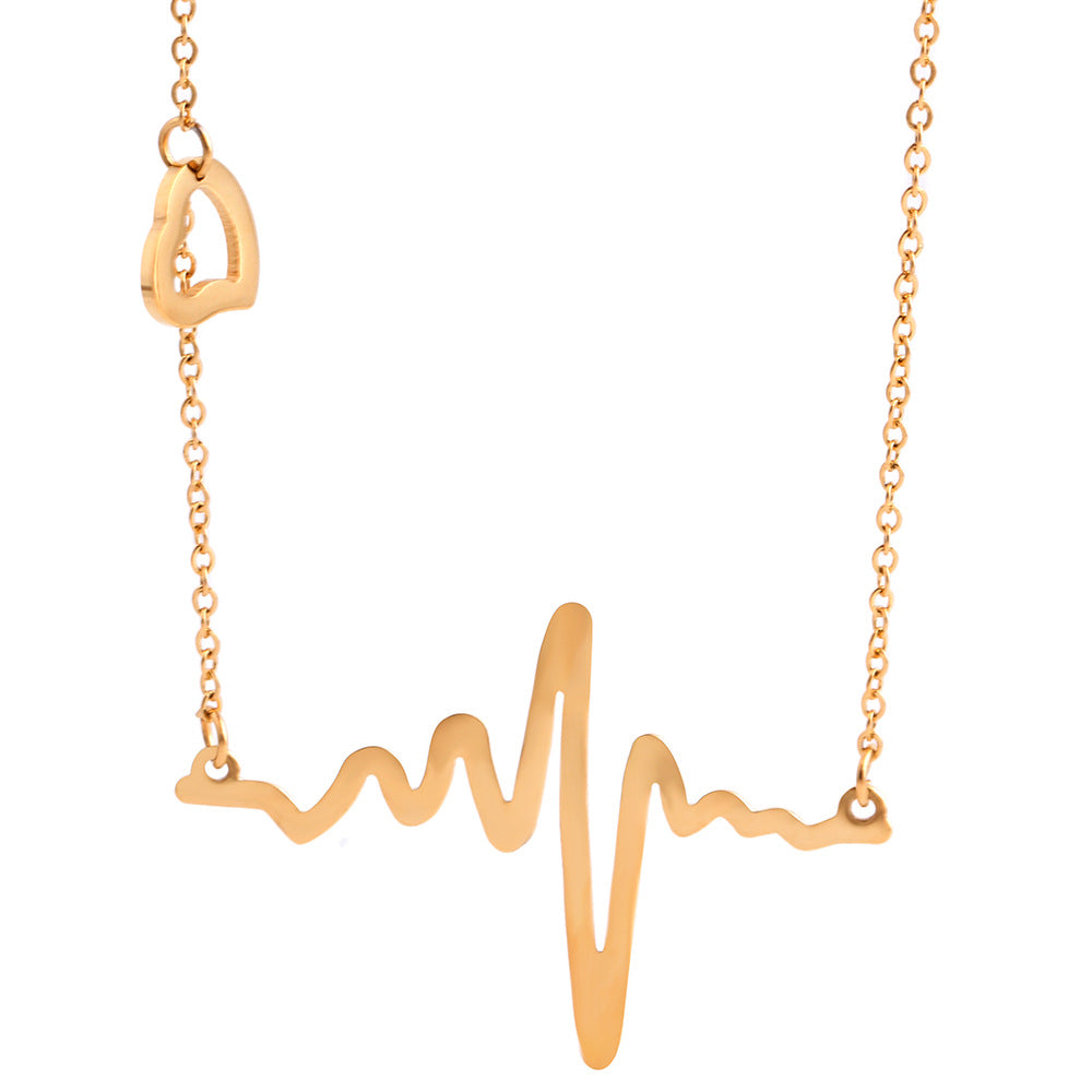 Damen Halskette mit EKG-Motiv aus edlem Metall Shop Nory