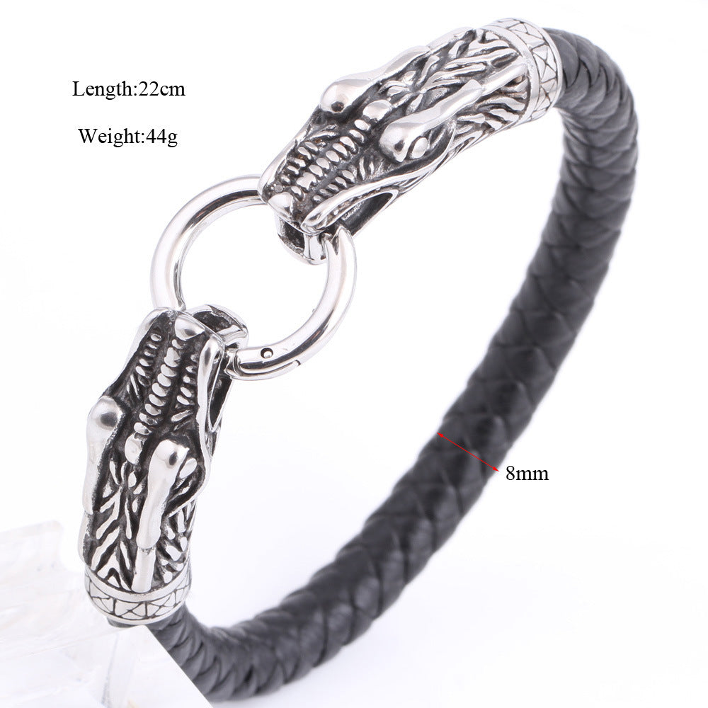 Herren Lederarmband mit kunstvollem Drachenverschluss Shop Nory