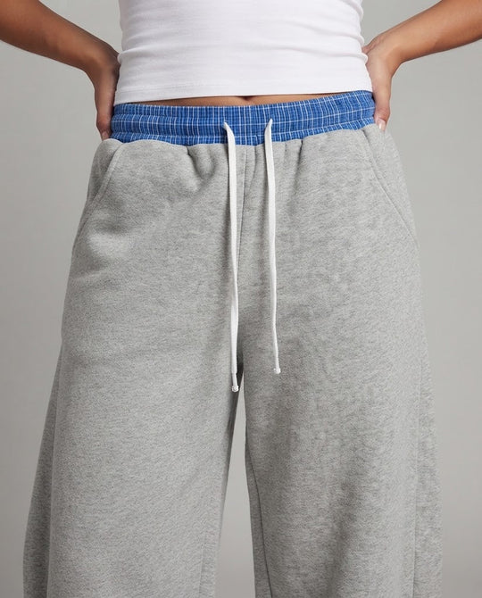 Damen Weite Cropped-Jogginghose mit kontrastbund und Kordelzug Shop Nory