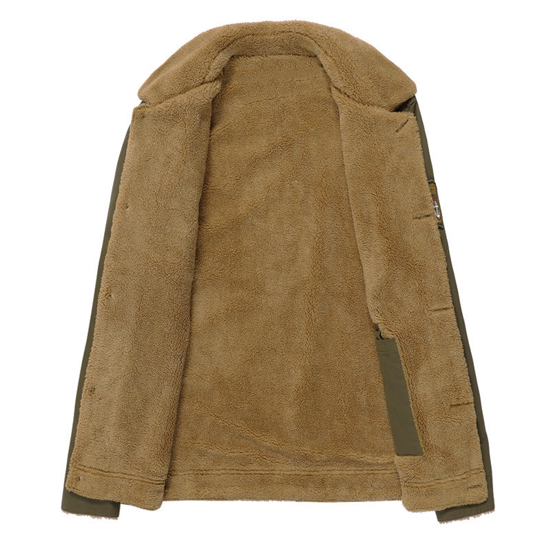Herren Canvas-Truckerjacke mit Teddyfutter, hohem Umlegekragen und Utility-Taschen Shop Nory