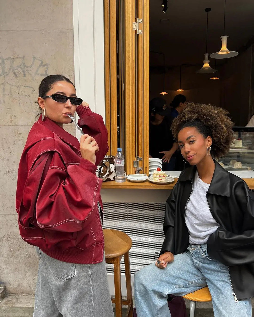 Burgundisch Zip up Jacke in Übergröße mit Kontrastnähten