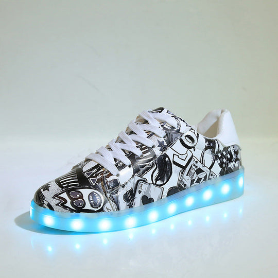 Damen LED Leuchten Sneakers mit buntem Grafikdesign