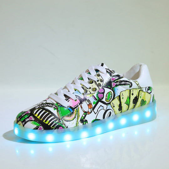 Damen LED Leuchten Sneakers mit buntem Grafikdesign