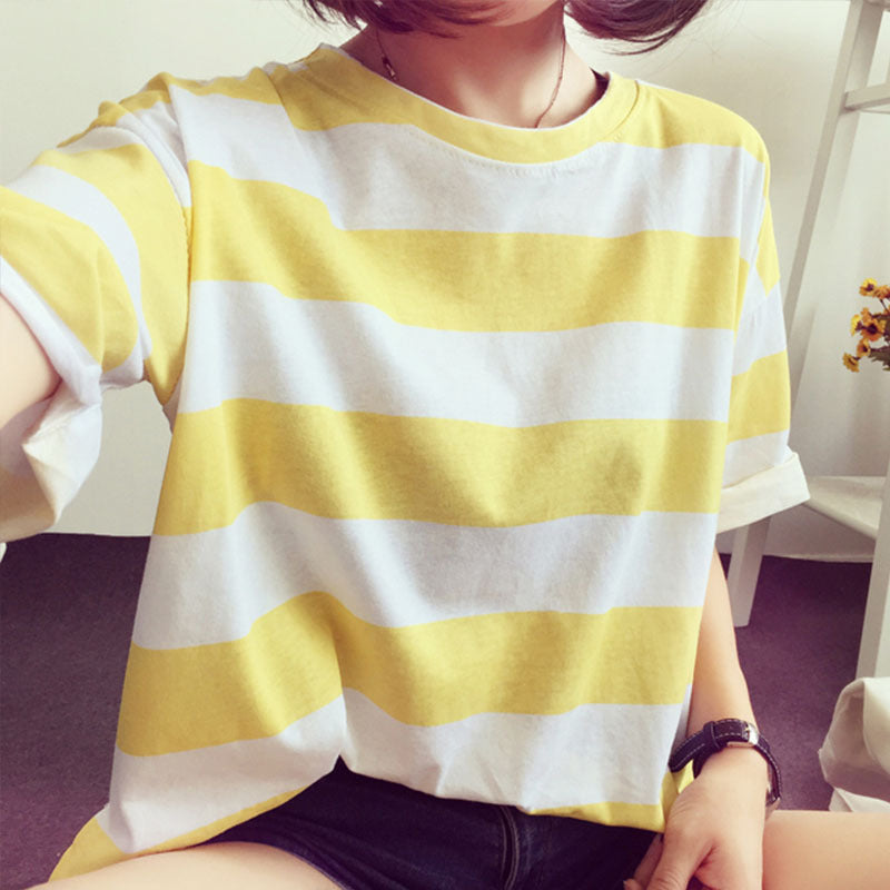 Damen gestreiftes Oversize-T-Shirt aus leichtem Baumwollmix