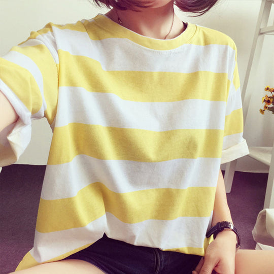 Damen gestreiftes Oversize-T-Shirt aus leichtem Baumwollmix