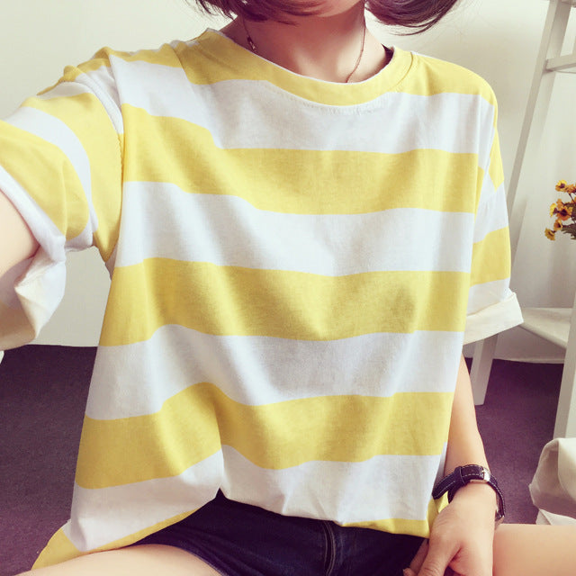 Damen gestreiftes Oversize-T-Shirt aus leichtem Baumwollmix