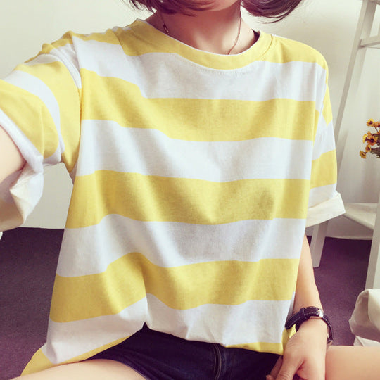 Damen gestreiftes Oversize-T-Shirt aus leichtem Baumwollmix