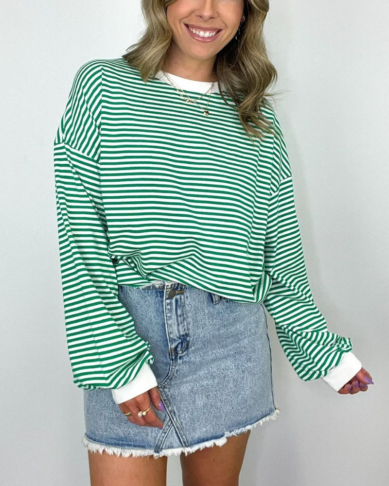 Gestreifter Übergroßer Pullover