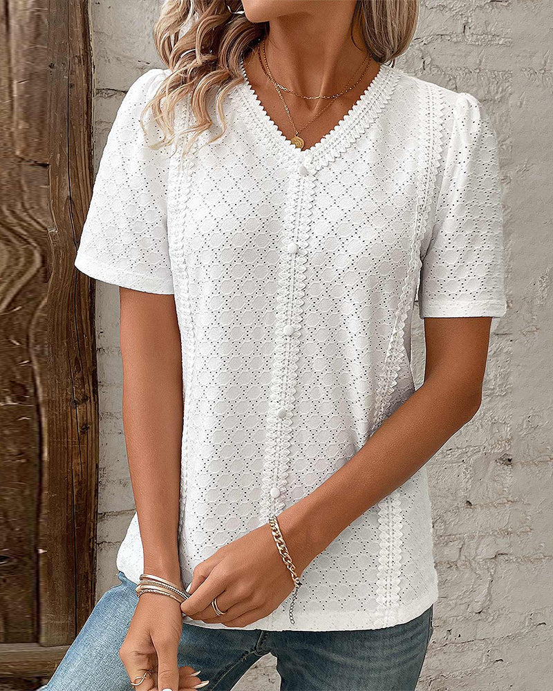Weiße kurzärmelige Bluse