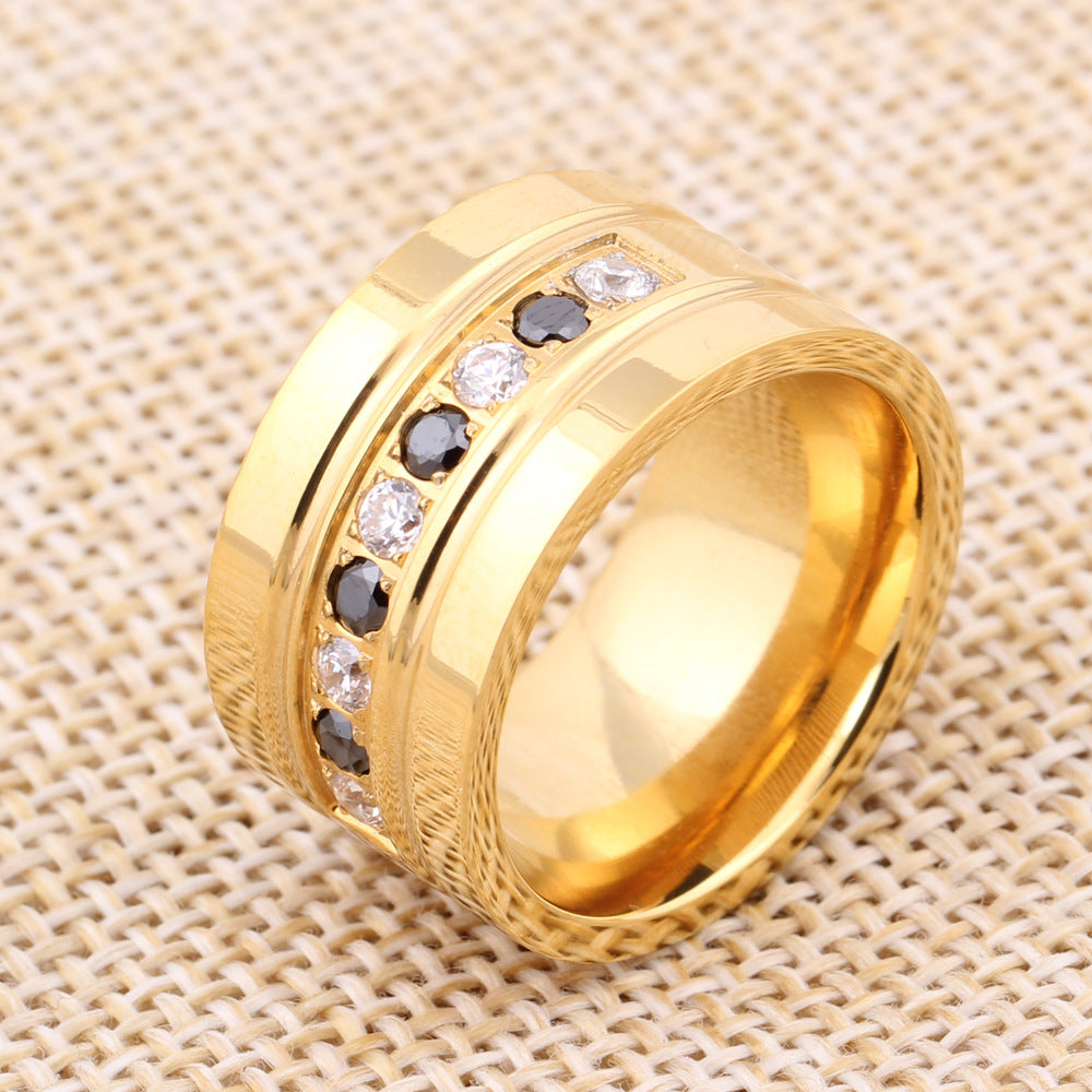 Herren Ring mit eleganten schwarzen und klaren Kristall-Akzenten Shop Nory