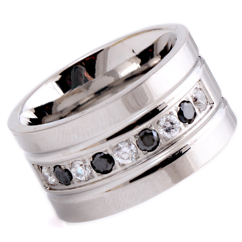 Herren Ring mit eleganten schwarzen und klaren Kristall-Akzenten Shop Nory