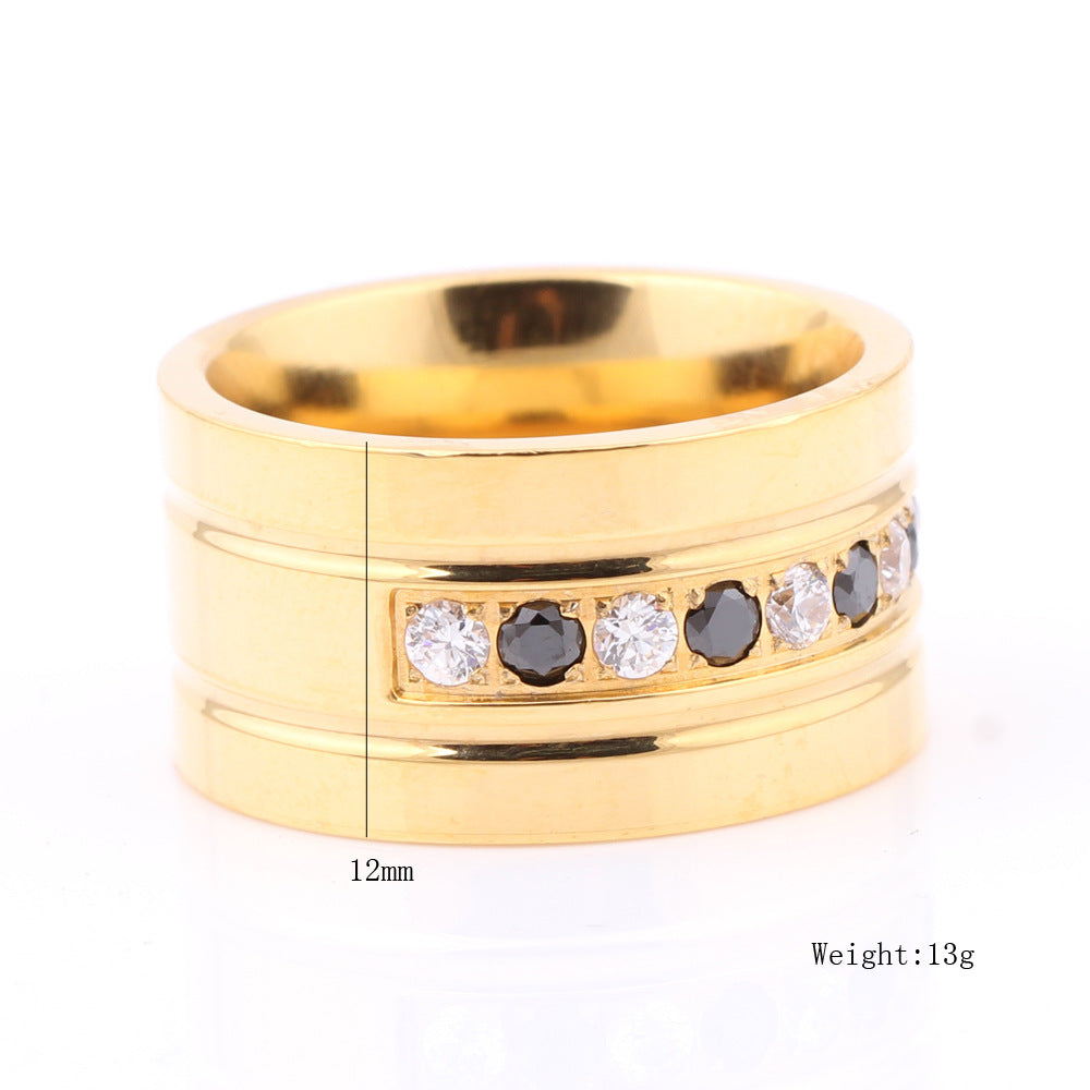 Herren Ring mit eleganten schwarzen und klaren Kristall-Akzenten Shop Nory