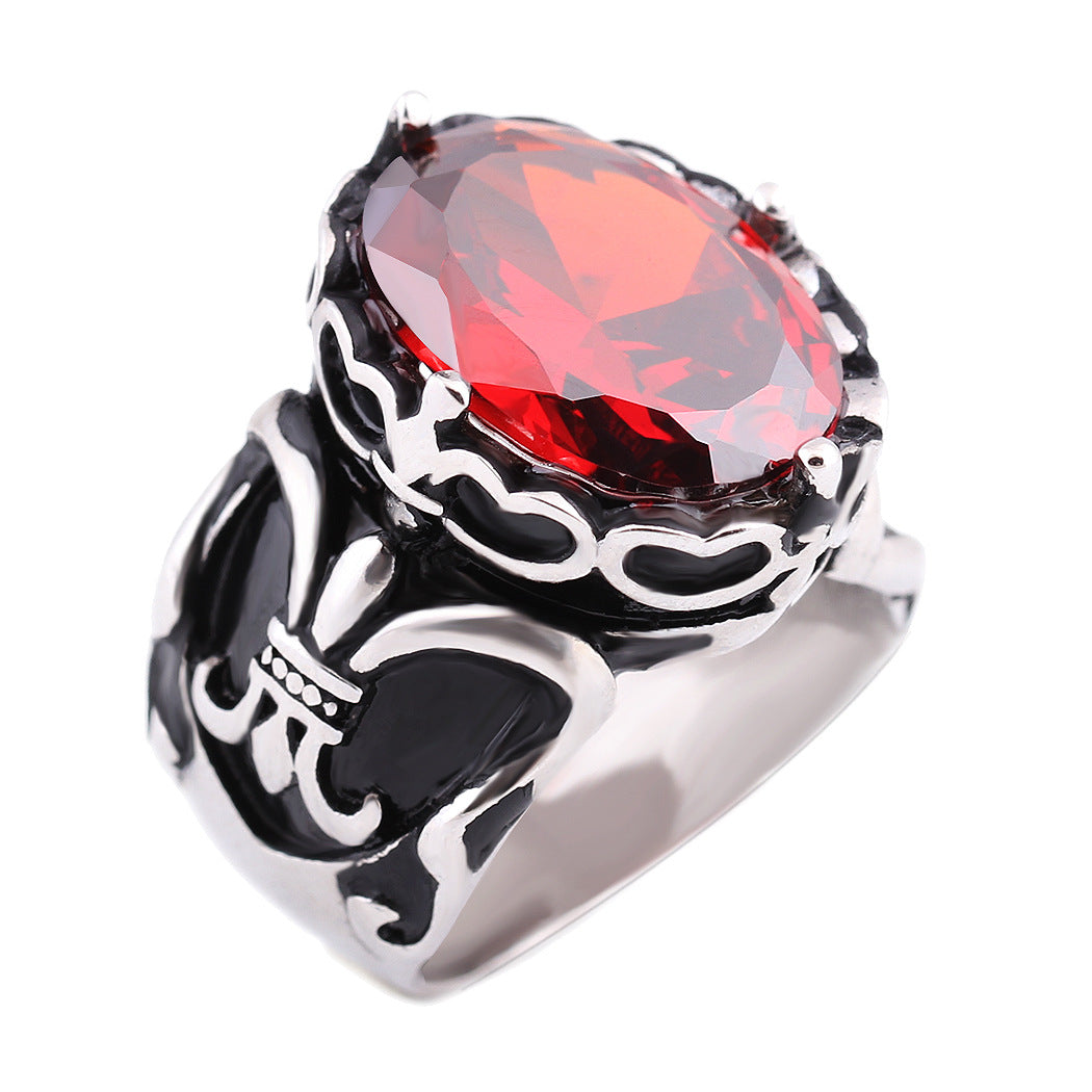 Damen Ring mit kunstvollen Fleur-de-Lis-Motiven und funkelndem Kristall Shop Nory
