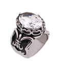 Damen Ring mit kunstvollen Fleur-de-Lis-Motiven und funkelndem Kristall Shop Nory