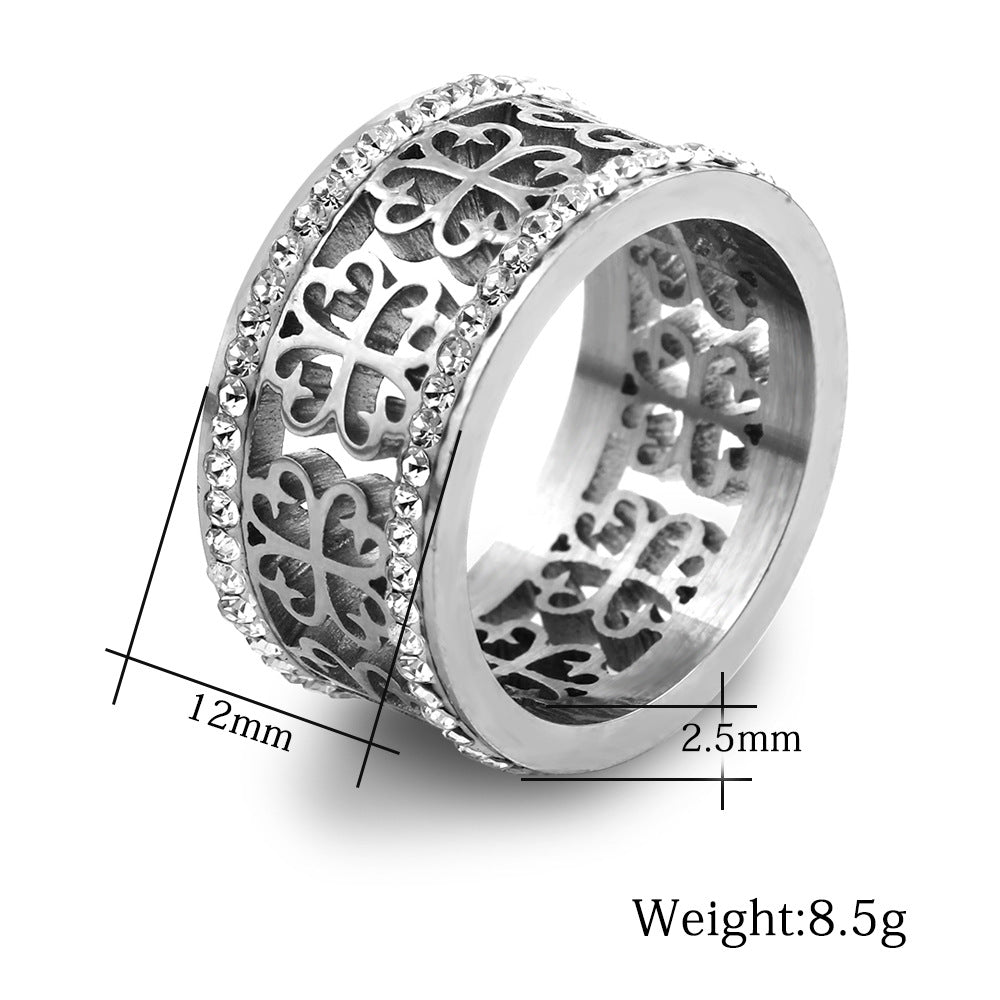Damen Ring mit kunstvollem Floralmuster aus Edelstahl und funkelnden Zirkonia Shop Nory