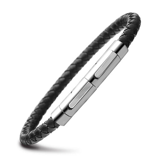Damen geflochtenes Lederarmband mit magnetischem Edelstahlverschluss Shop Nory
