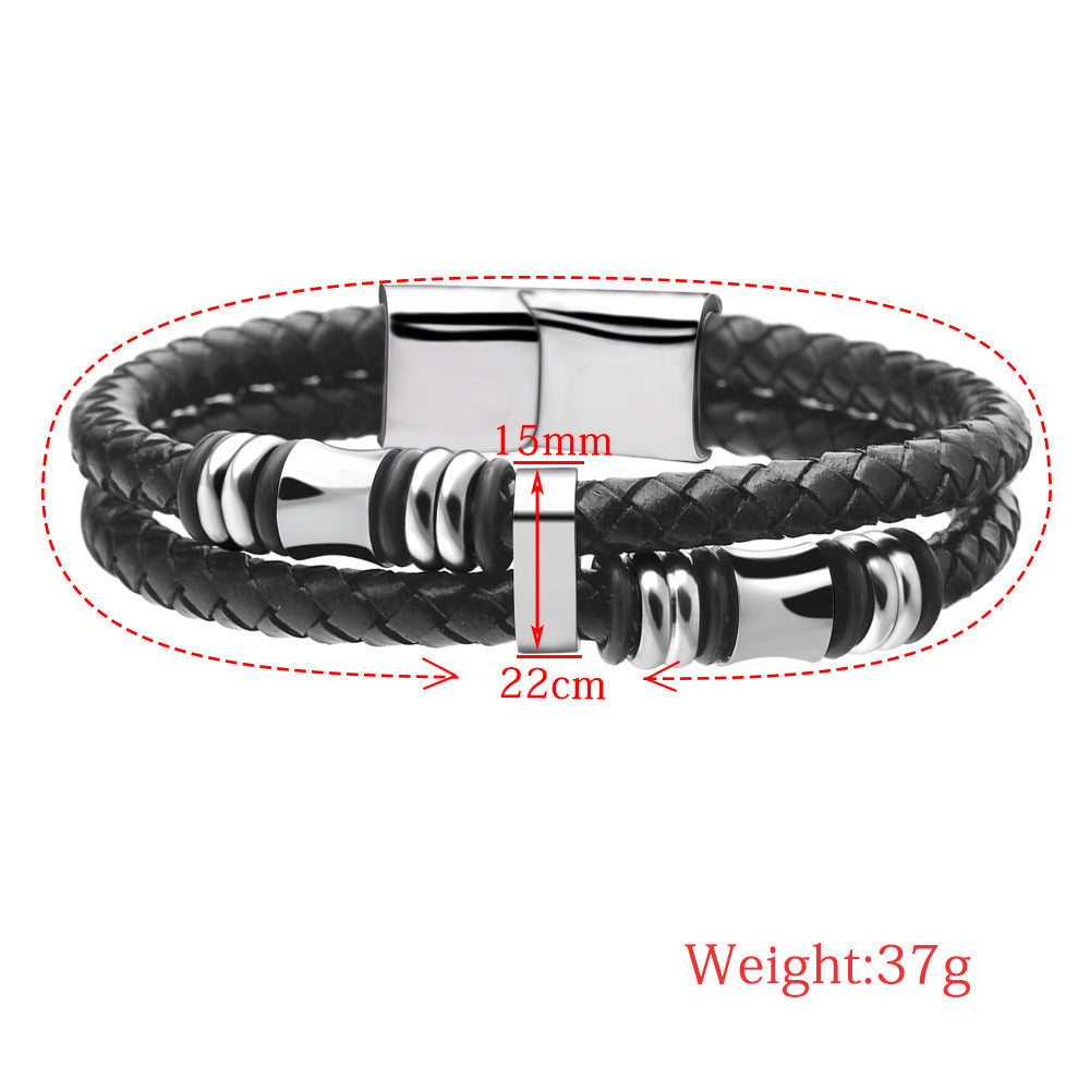 Herren geflochtenes Lederarmband mit stilvollen Edelstahlakzenten Shop Nory