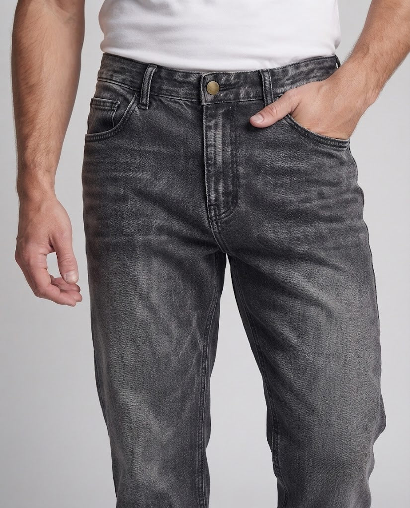 Herren Relaxed Denim-Jeans mit extra weitem Bein, Charcoal-Wash und verlängertem Saum Shop Nory