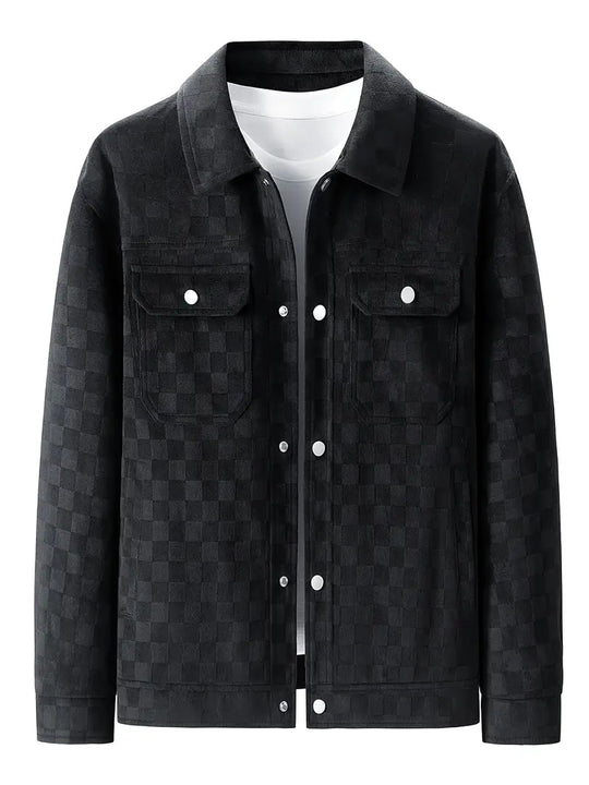 Karierte Wildlederjacke