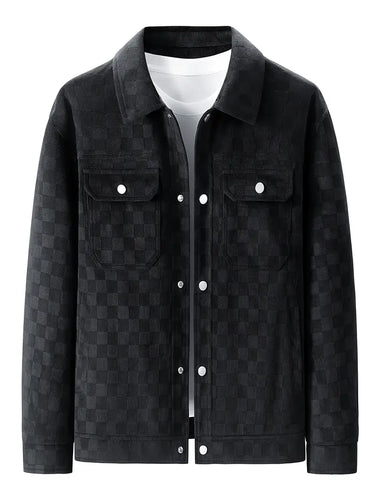 Karierte Wildlederjacke