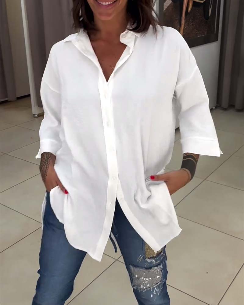 Weiße Bluse Im Oversized Schnitt