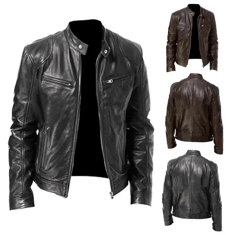 Robuste Leder-Motorradjacke Bikerjacke für Herren Erwan