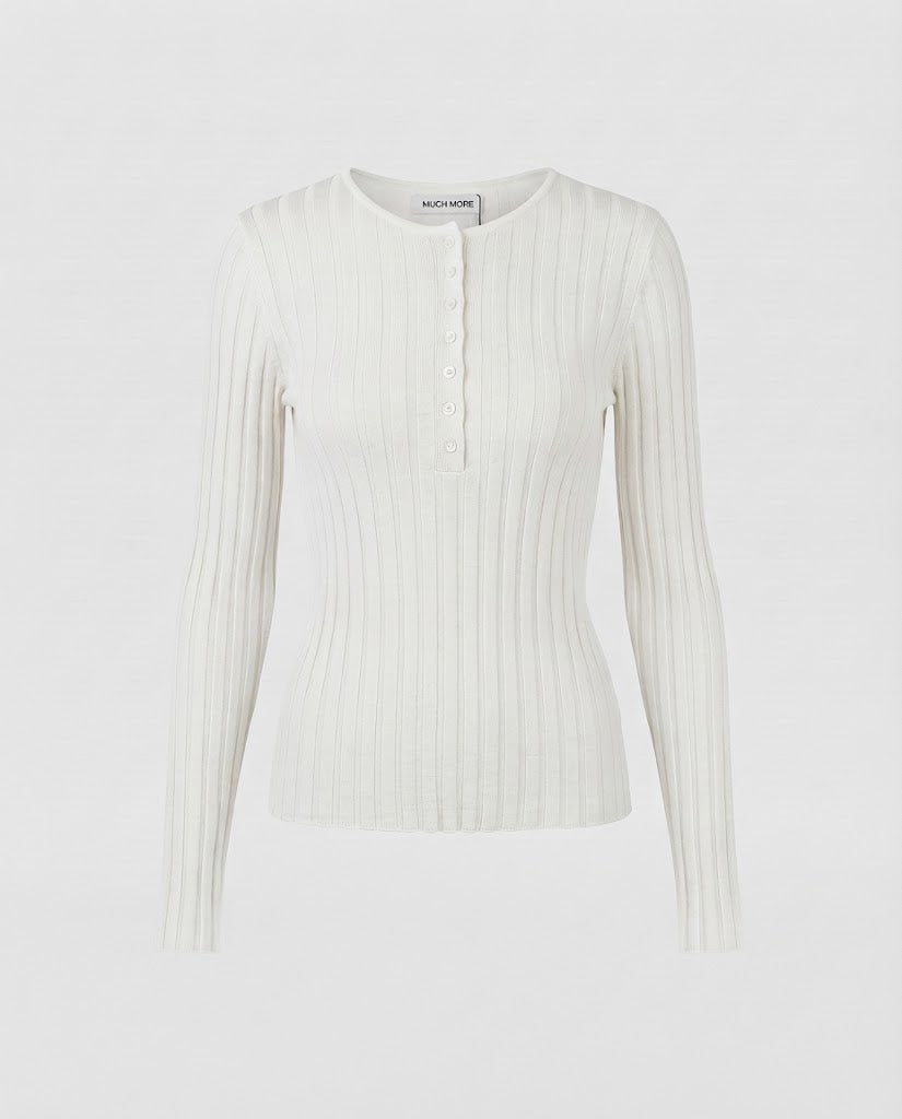 Damen Enganliegendes geripptes Henley-Longsleeve aus Feinstrick Shop Nory