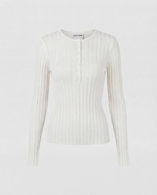 Damen Enganliegendes geripptes Henley-Longsleeve aus Feinstrick Shop Nory