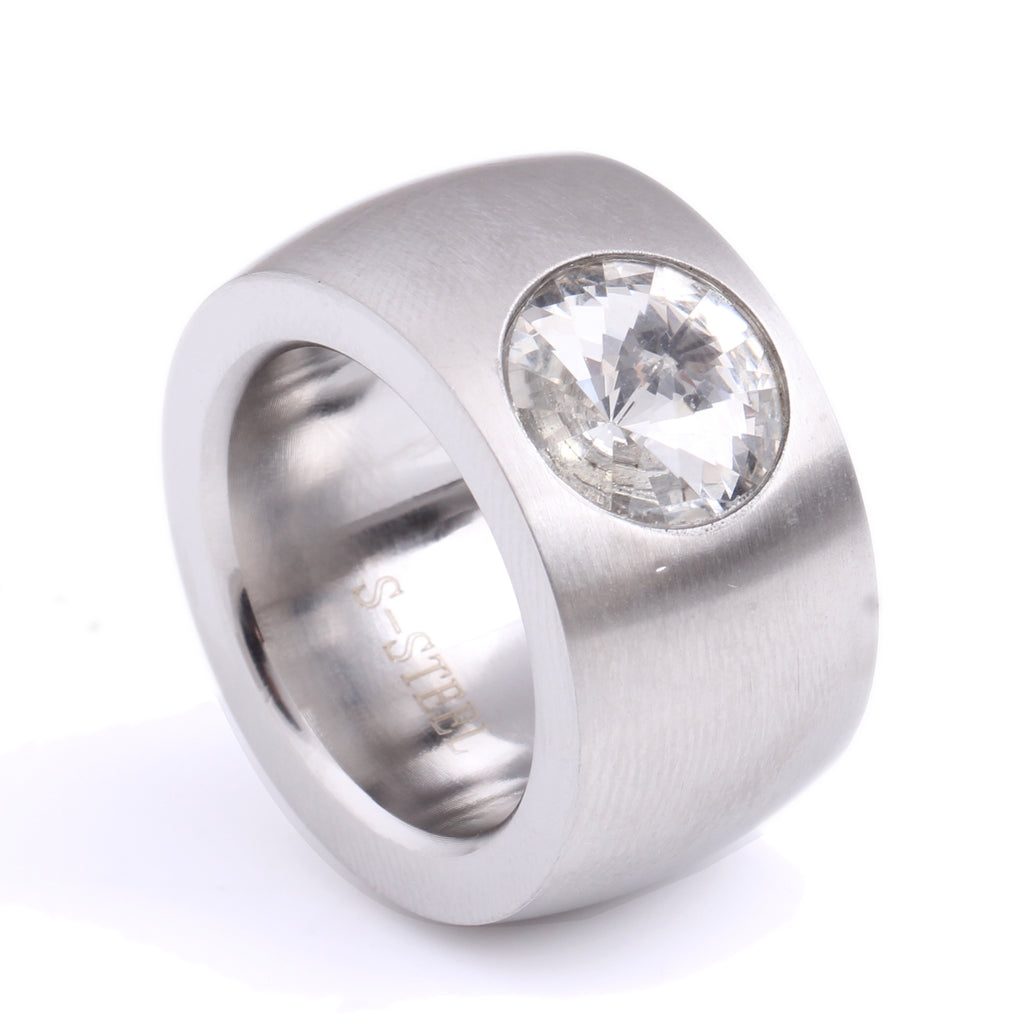 Herren Edelstahlring mit großzügigem Schmuckstein Shop Nory
