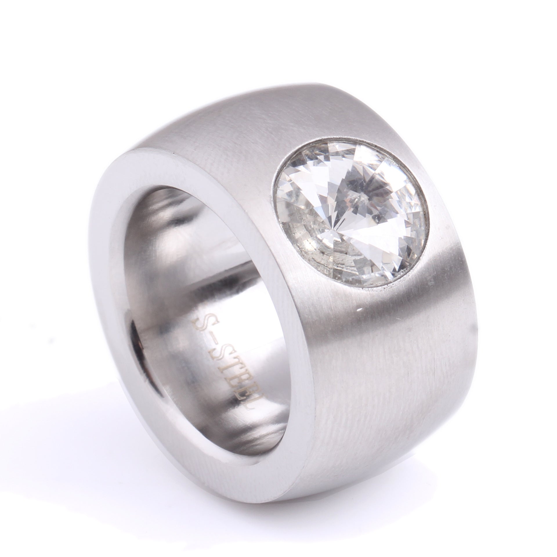 Herren Edelstahlring mit großzügigem Schmuckstein Shop Nory
