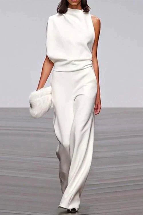 Rosiedress Cowl Neck One Shoulder Batwing Sleeve Party Suit
