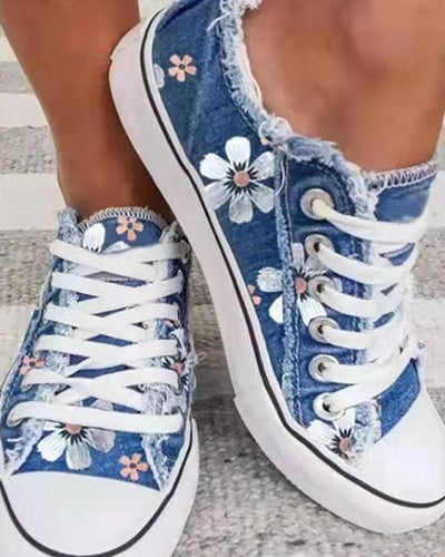 Blumige Denim Sneaker