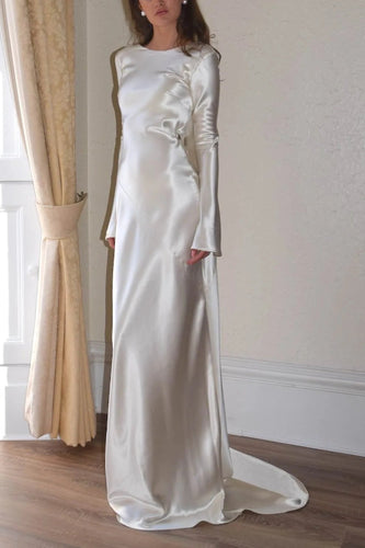 Pearl Eden Satin Rückwärtig Offene Cowl Neck Gown Maxi Kleid