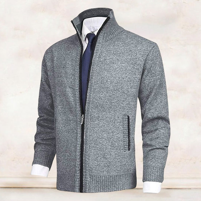 Strickjacke mit Stehkragen und Reißverschluss