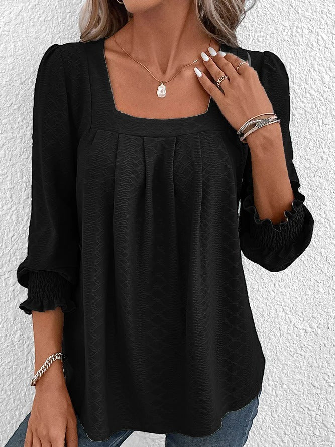 Baumwollbluse Mit Eckigem Ausschnitt