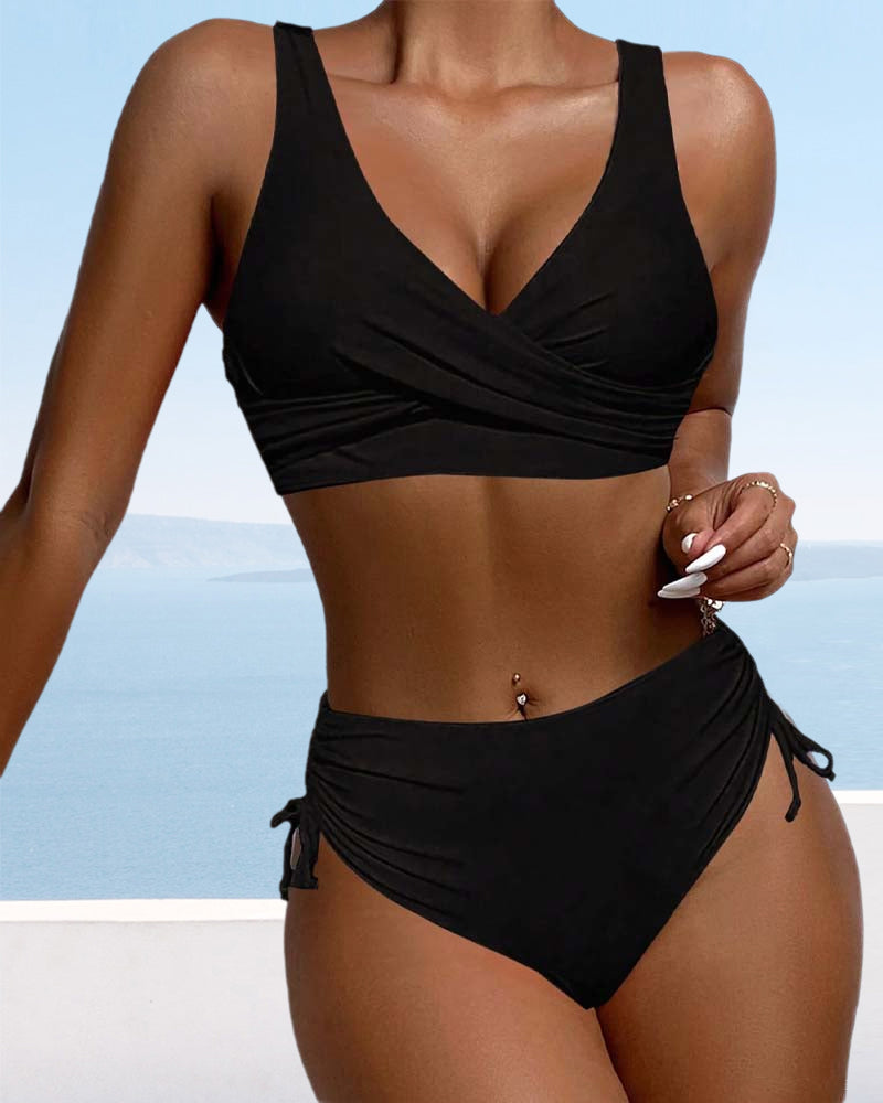 bikini-badeanzug mit kordelzug und schnürung hinten