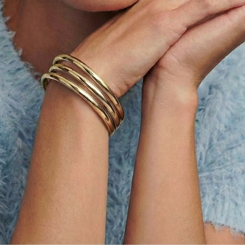 Damen Mehrreihiges Armreif-Set mit Polierter Oberfläche | Shop Nory