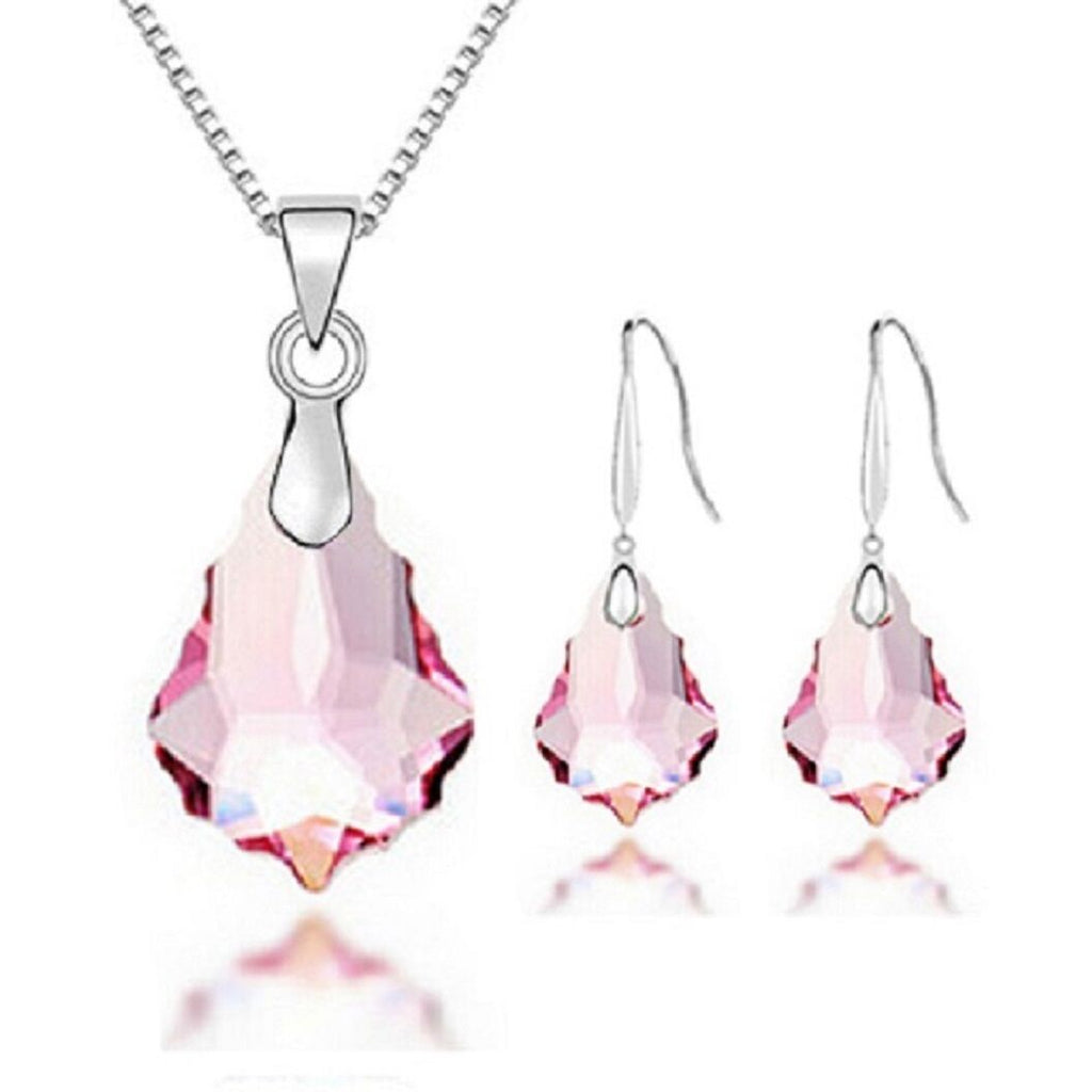 Tropfenförmige Kristallhalskette Anhänger & Ohrring Sets | Shop Nory