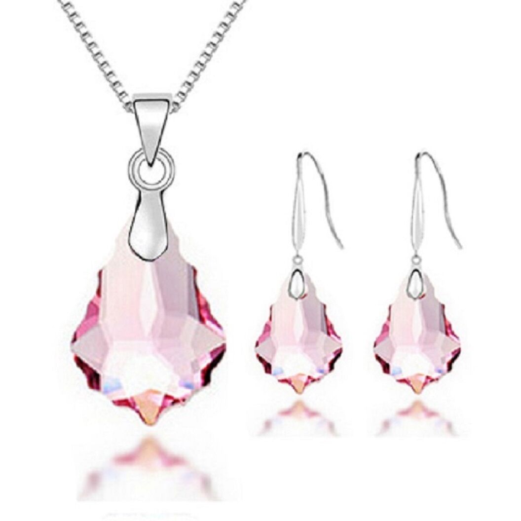 Tropfenförmige Kristallhalskette Anhänger & Ohrring Sets | Shop Nory