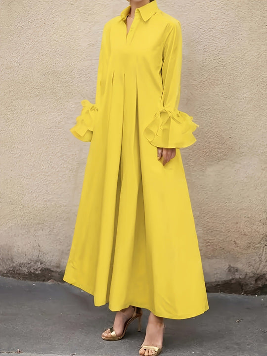 Damen Lange Hemdblusenkleid