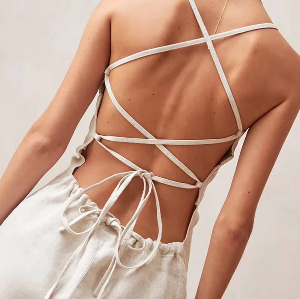 Minikleid aus Baumwoll mit gekreuztem Rücken
