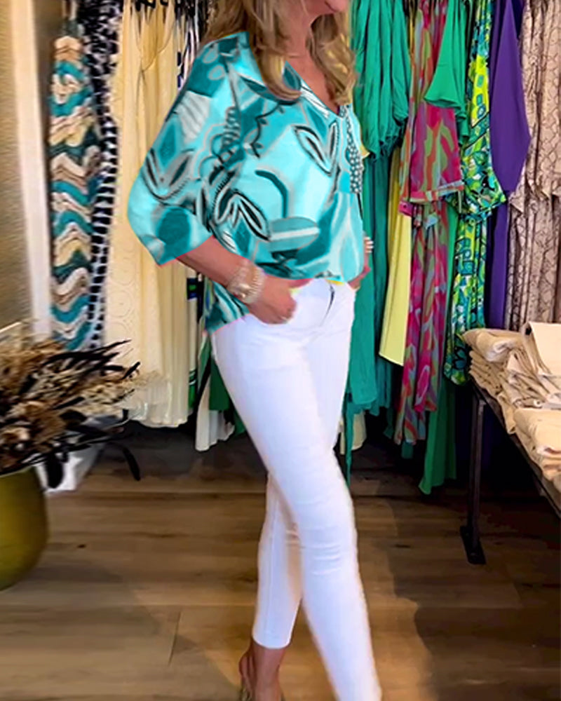 Bunte Langärmlige Bluse mit Print
