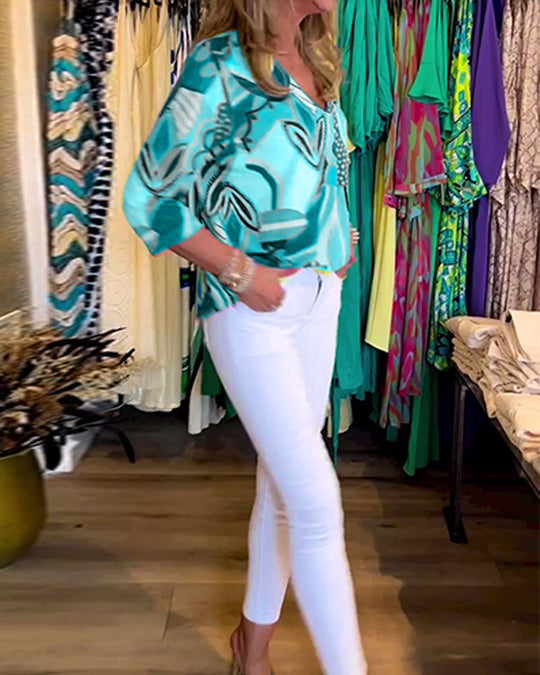 Bunte Langärmlige Bluse mit Print