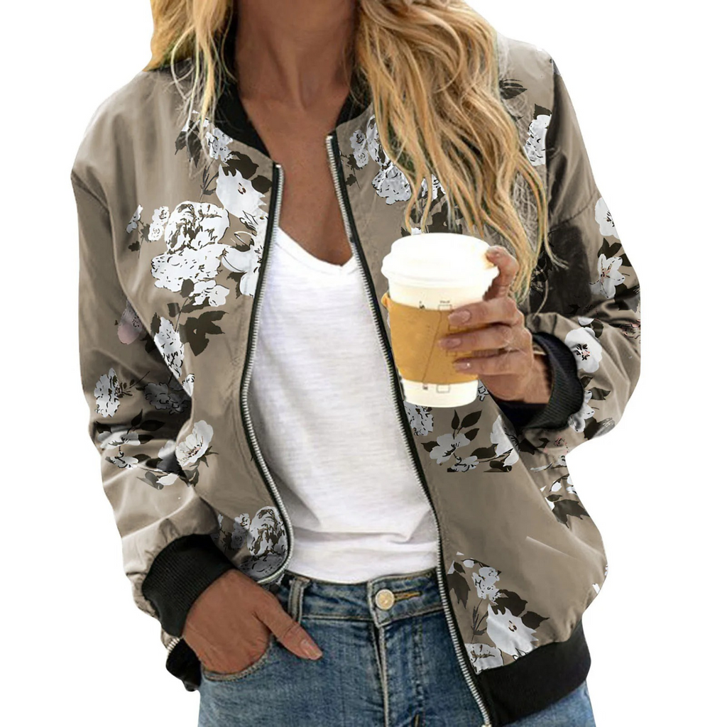 Damen Bomberjacke mit Blumenmuster