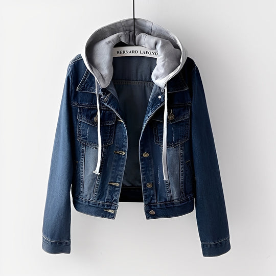 Stilvolle Jeansjacke mit abnehmbarer Kapuze für Frauen