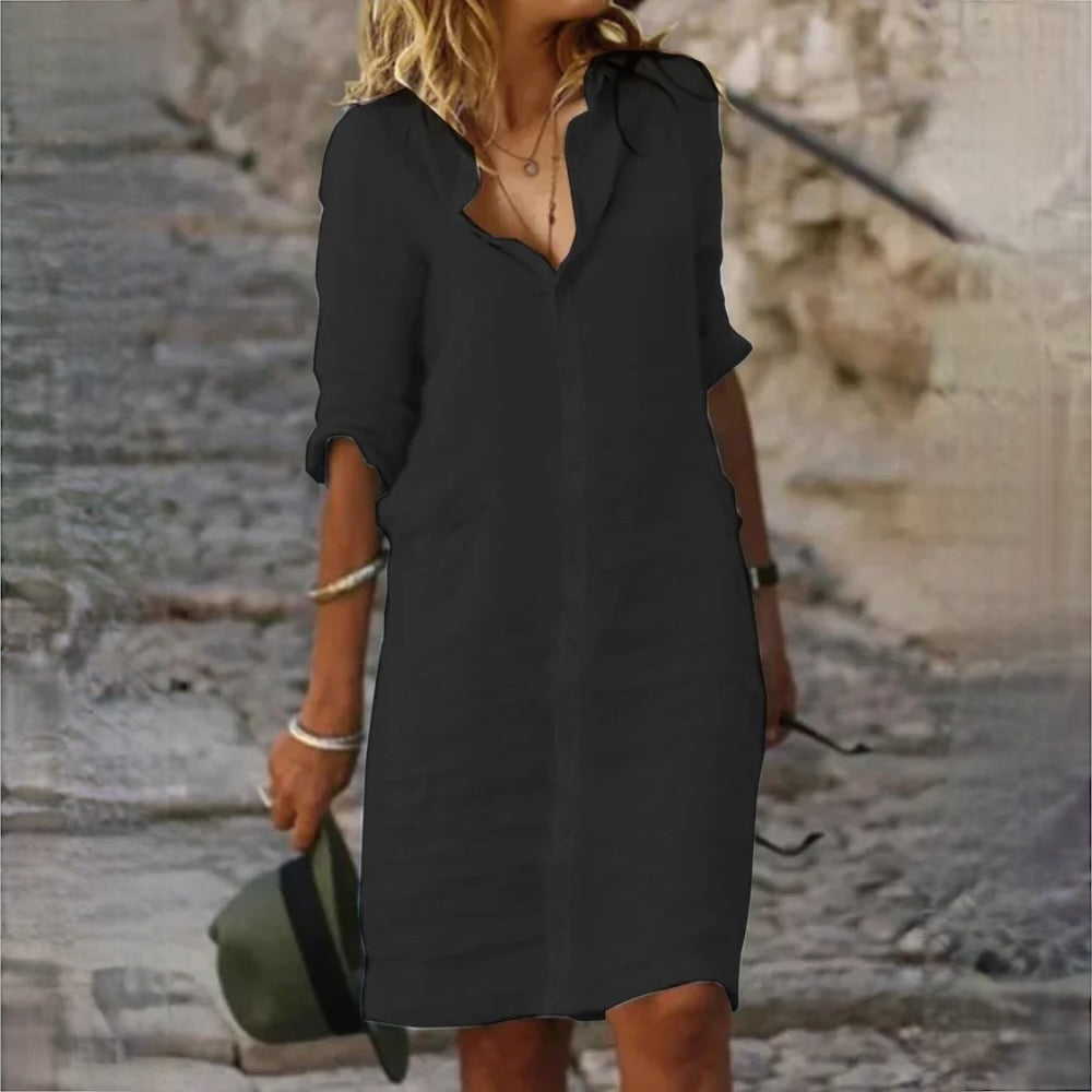 ShopNory | Baumwolle Leinen Damen Kleid