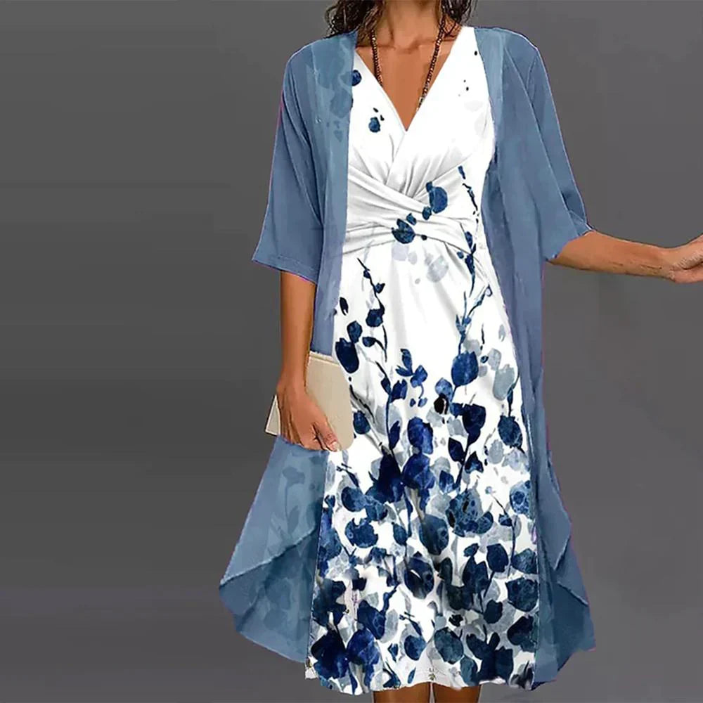 Zweiteiliger Floral-Midi-Kleid