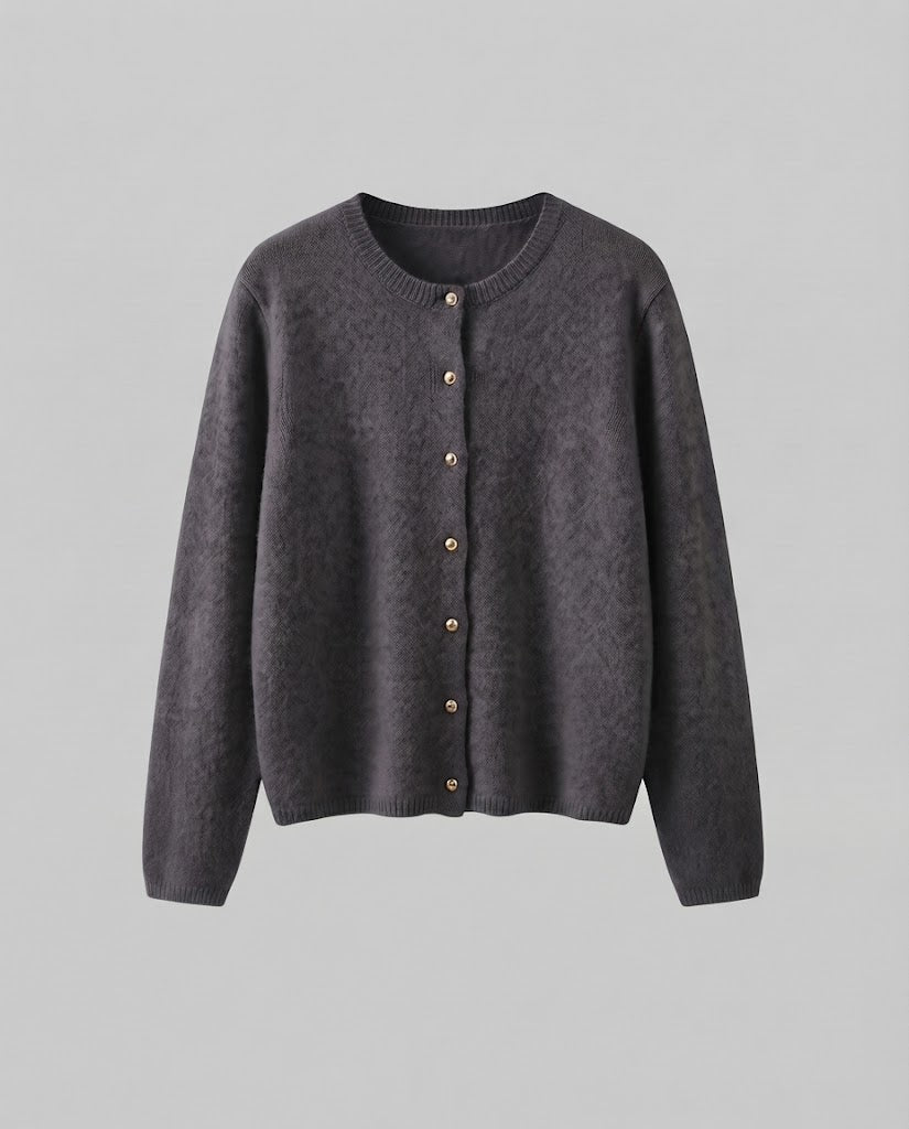 Damen Feiner Wollmix‑Knopfcardigan mit dekorativen goldfarbenen Druckknöpfen Shop Nory