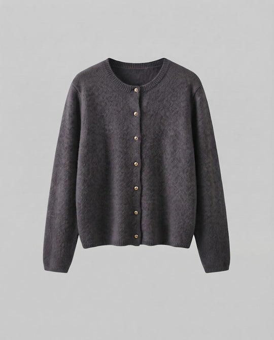 Damen Feiner Wollmix‑Knopfcardigan mit dekorativen goldfarbenen Druckknöpfen Shop Nory