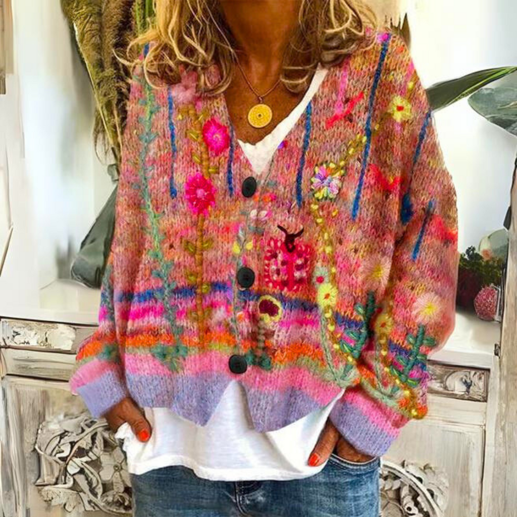Luxuriöse Bedruckte Strickjacke